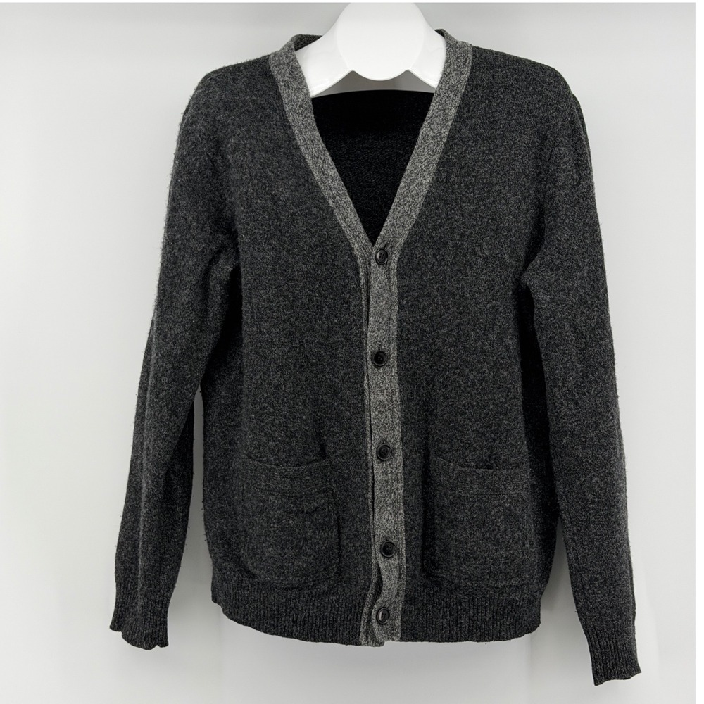 J.Crew Cardigan Sweater Mens L Lambswool V-Neck Button Pocket Casual Work